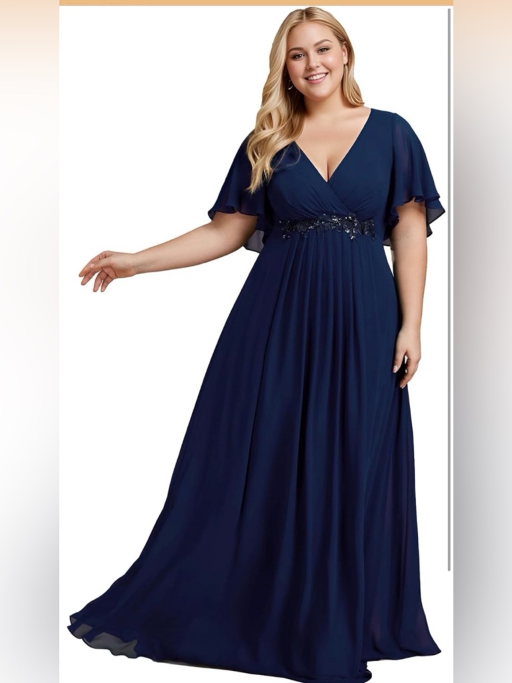 Ever-Pretty Plus Women's V Neck Floor Length Chiffon Evening MOB Bridesmaid